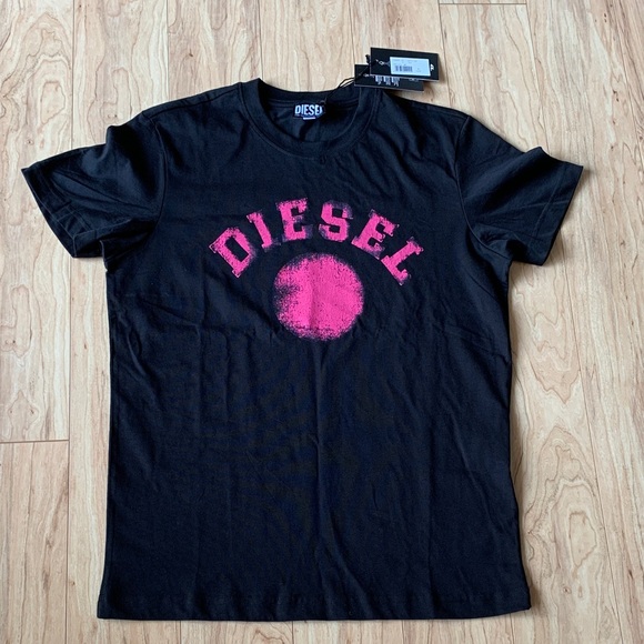 Diesel Other - Diesel Black Tee with Vibrant Pink Graphic
